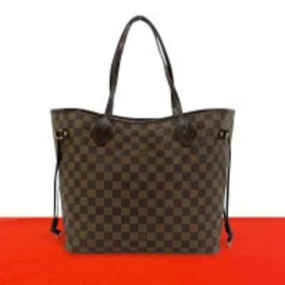 Louis Vuitton Neverfull Damier Leather Tote Bag Brown